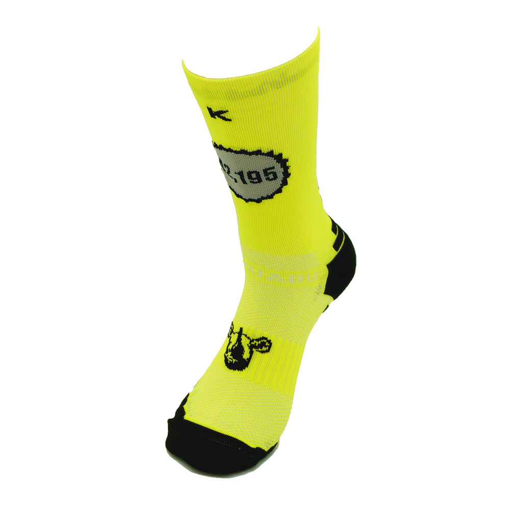 CALCETINES SOY MARATÓN DE RUNNING (1 hilo) - Amarillo Flúor
