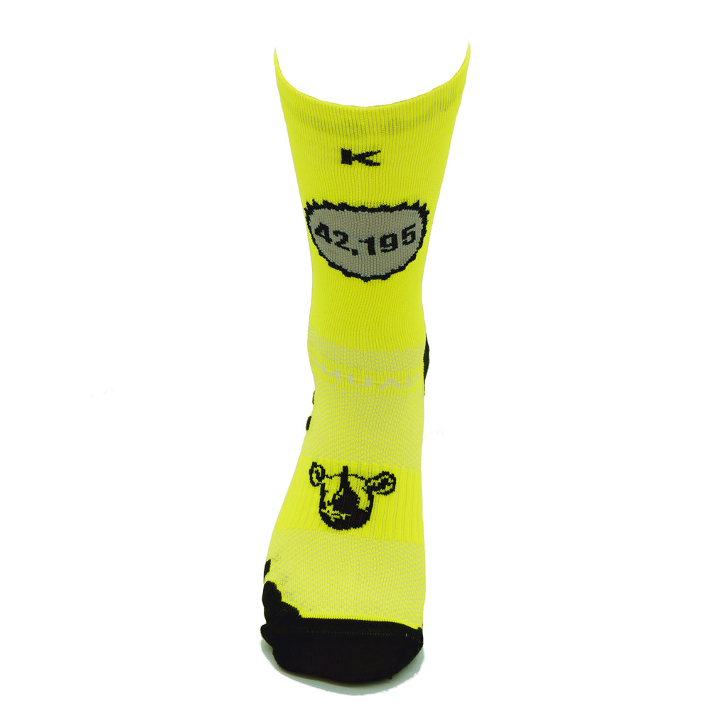 CALCETINES SOY MARATÓN DE RUNNING (1 hilo) - Amarillo Flúor