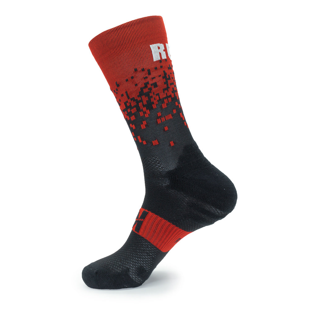 CALCETINES "RUN PIXEL" CAÑA 2 HILOS de Running - unisex - color ROJO/NEGRO