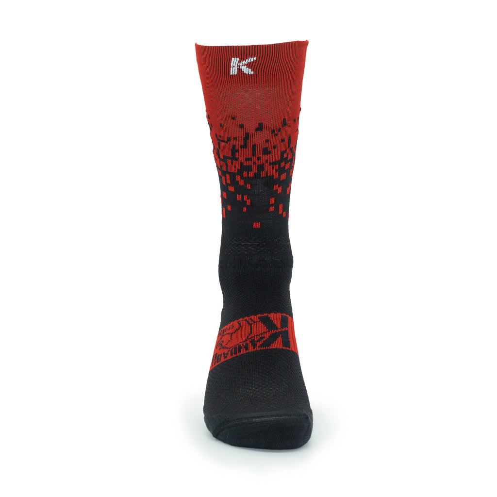 CALCETINES "RUN PIXEL" CAÑA 2 HILOS de Running - unisex - color ROJO/NEGRO