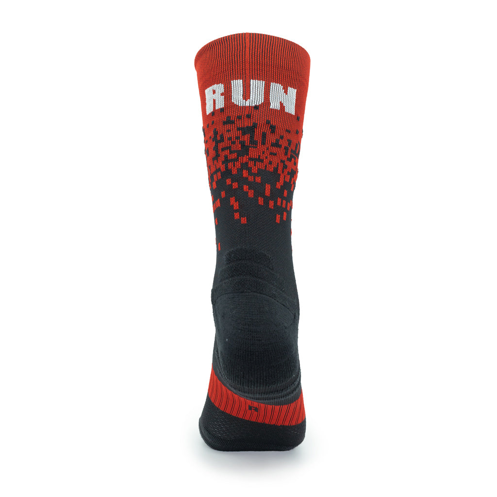 CALCETINES "RUN PIXEL" CAÑA 2 HILOS de Running - unisex - color ROJO/NEGRO