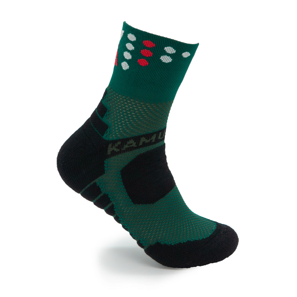 Calcetines Trail Running "TANQUE" 5 estrellas - VERDE BOTELLA 16cm
