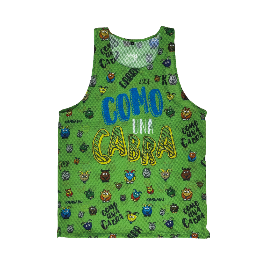 Camiseta COMO UNA CABRA de running ADULTO (Tirantes) - VERDE