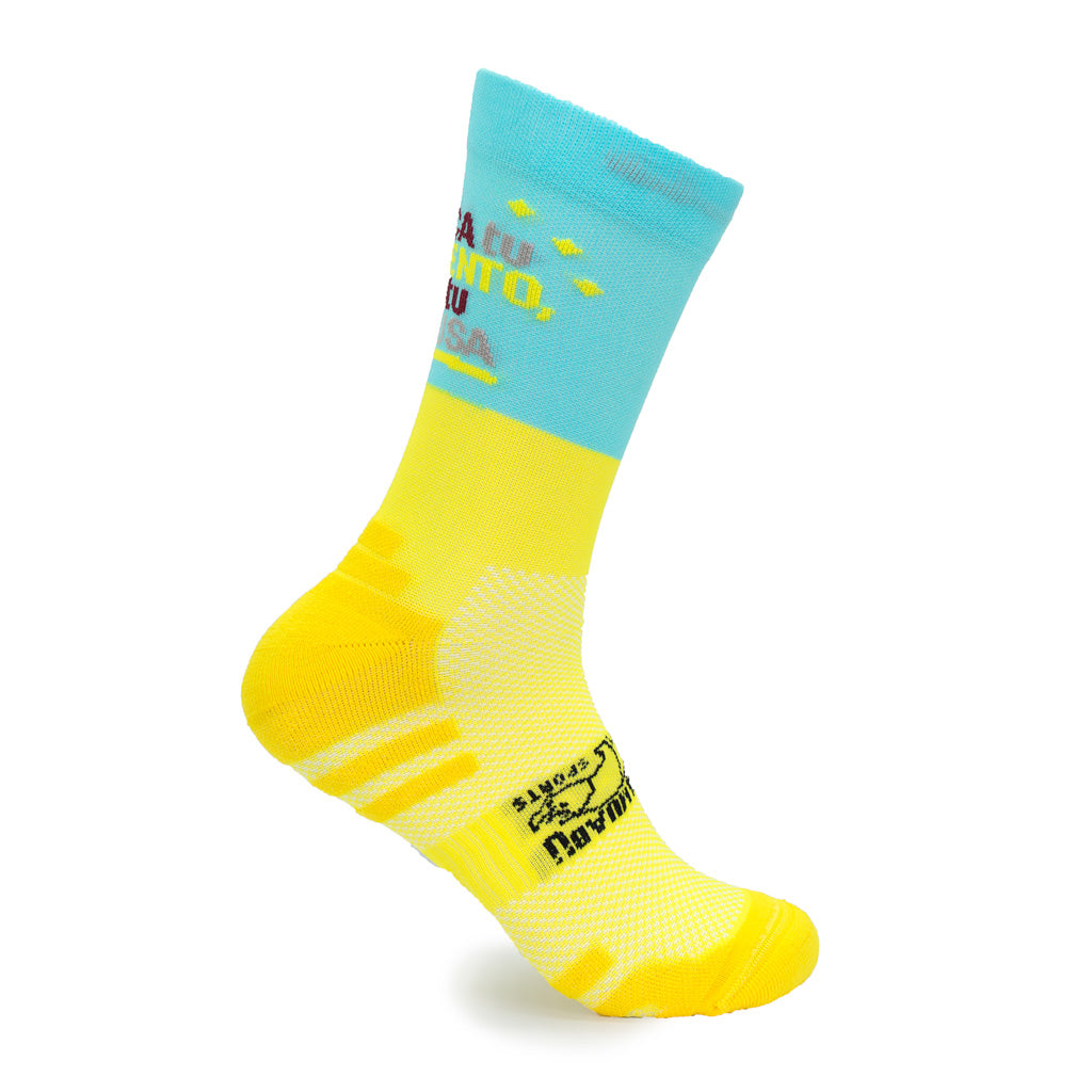 CALCETINES "NO EXCUSAS" de Running - Turquesa/Amarillo Flúor