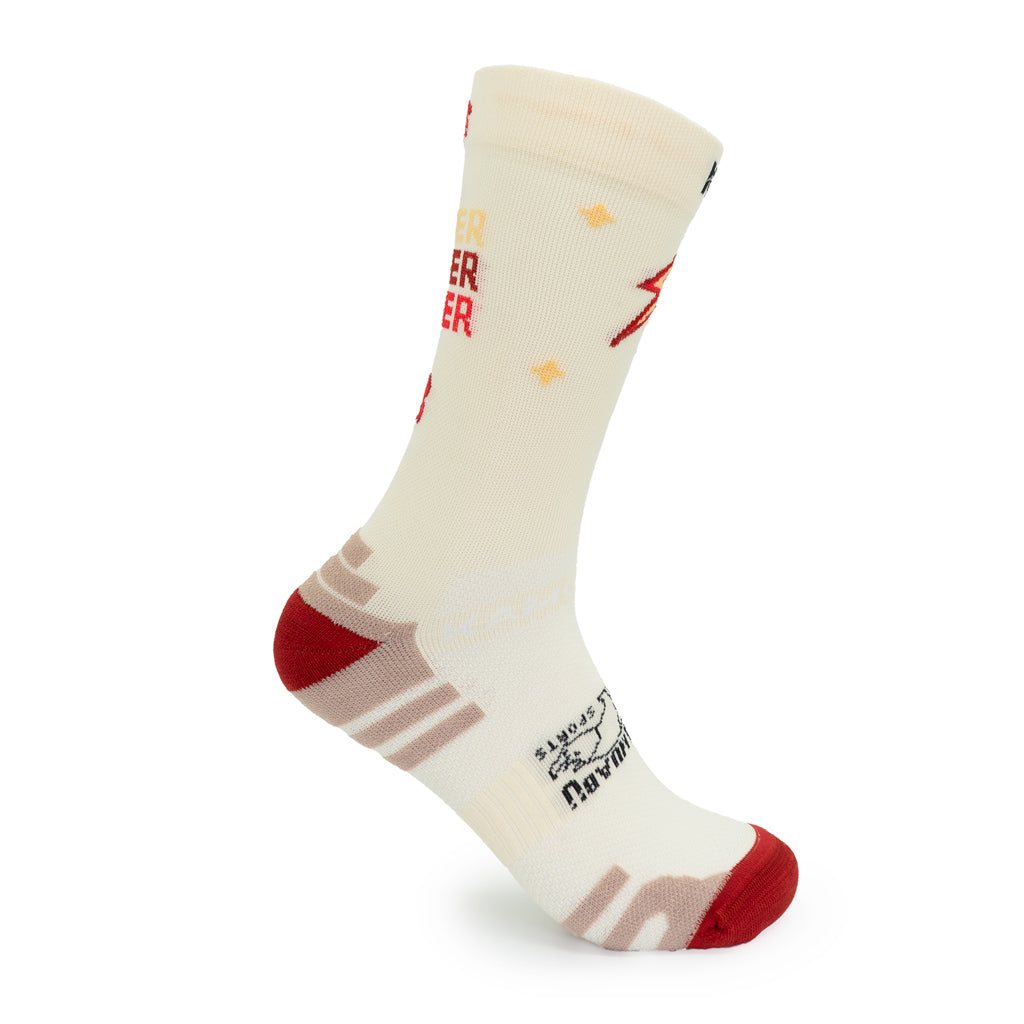 CALCETINES "POWER FLOWER" de RUNNING (CREMA)