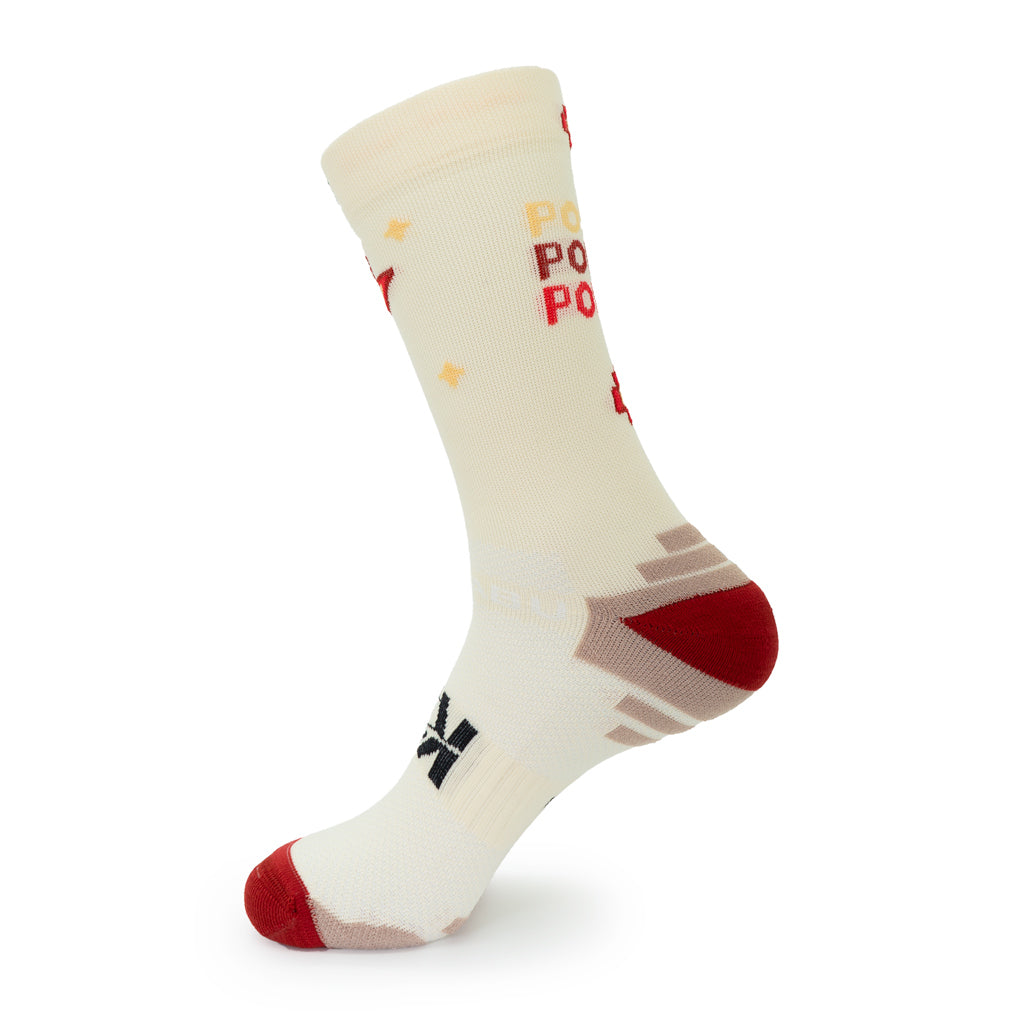 CALCETINES "POWER FLOWER" de RUNNING (CREMA)