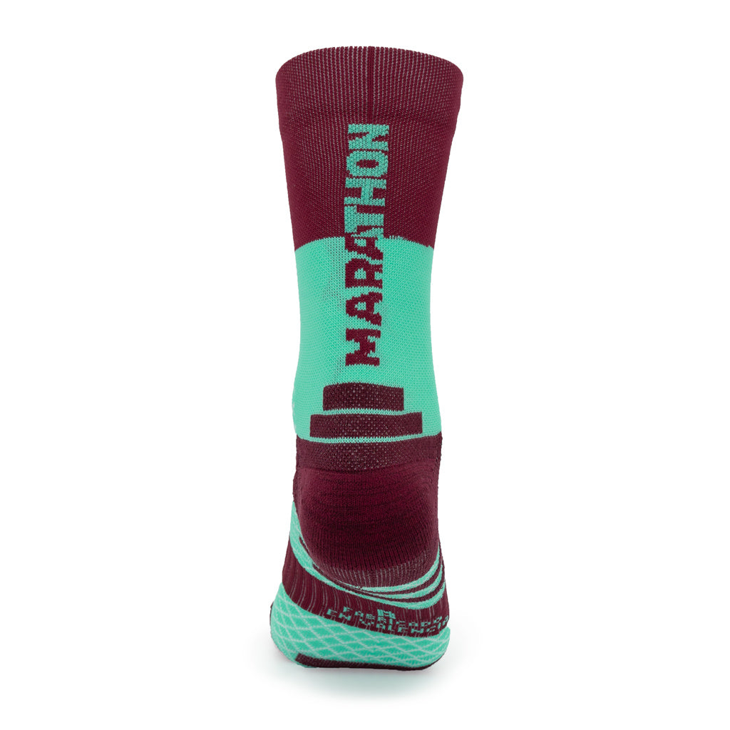 Calcetines MARATHON de RUNNING (granate/musgo) de 2 hilos