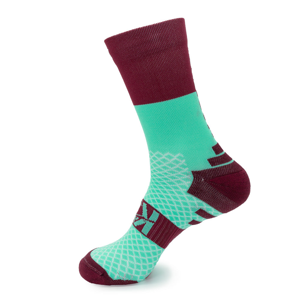 Calcetines MARATHON de RUNNING (granate/musgo) de 2 hilos