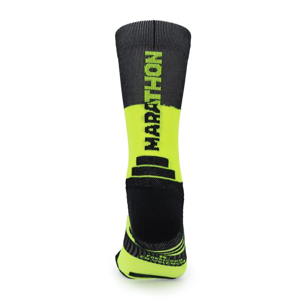 Calcetines MARATHON de RUNNING (negro/amarillo) de 2 hilos
