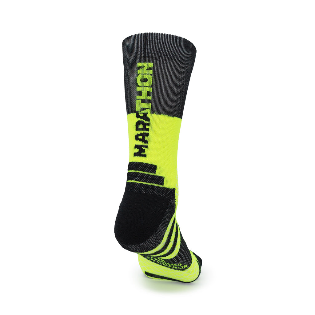 Calcetines MARATHON de RUNNING (negro/amarillo) de 2 hilos