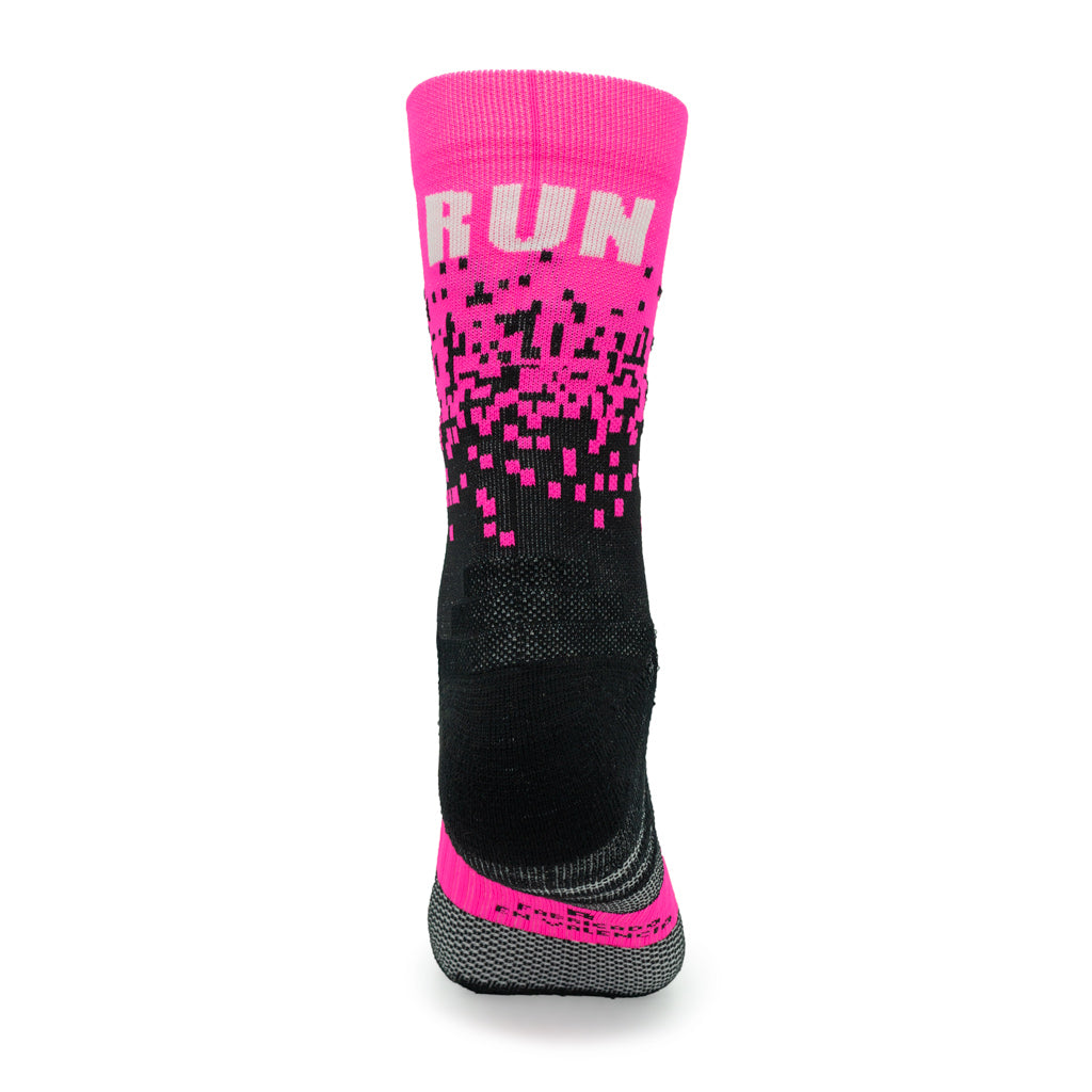 CALCETINES "PIXEL 2.0" CAÑA DE 2 HILOS de Running - unisex - color ROSA FLÚOR