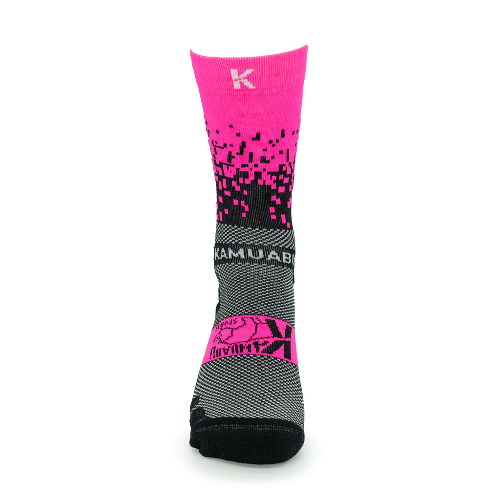 CALCETINES "PIXEL 2.0" CAÑA DE 2 HILOS de Running - unisex - color ROSA FLÚOR