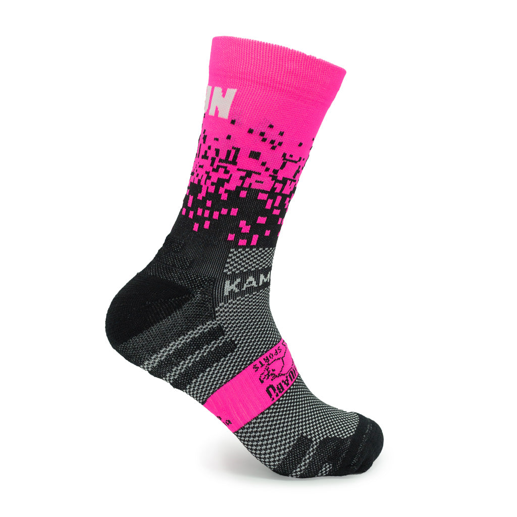 CALCETINES "PIXEL 2.0" CAÑA DE 2 HILOS de Running - unisex - color ROSA FLÚOR