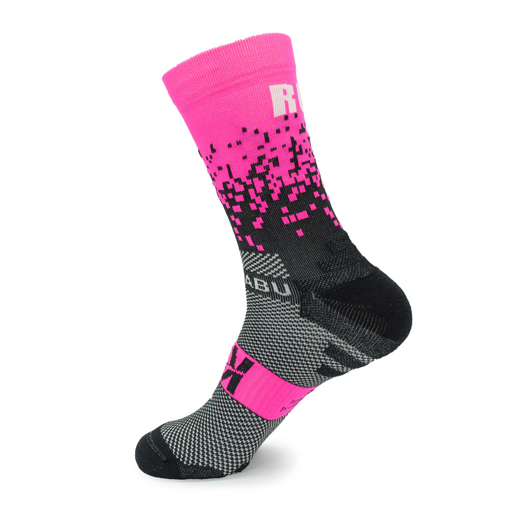 CALCETINES "PIXEL 2.0" CAÑA DE 2 HILOS de Running - unisex - color ROSA FLÚOR