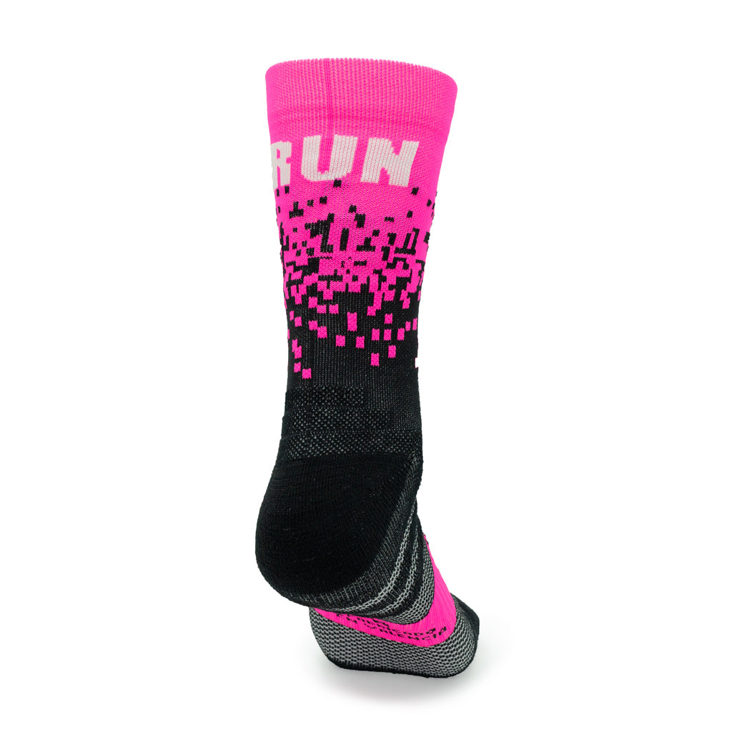 CALCETINES "PIXEL 2.0" CAÑA DE 2 HILOS de Running - unisex - color ROSA FLÚOR