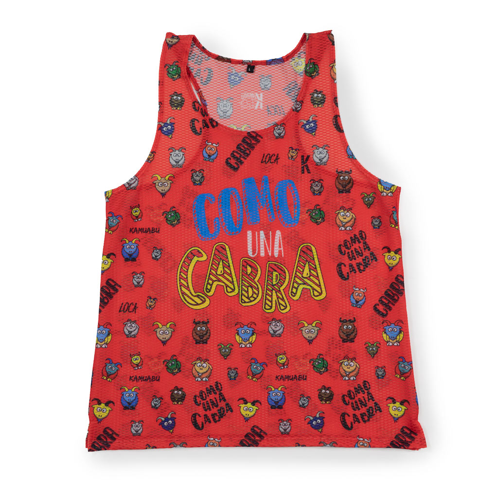 Camiseta COMO UNA CABRA de running ADULTO (Tirantes) - ROJA