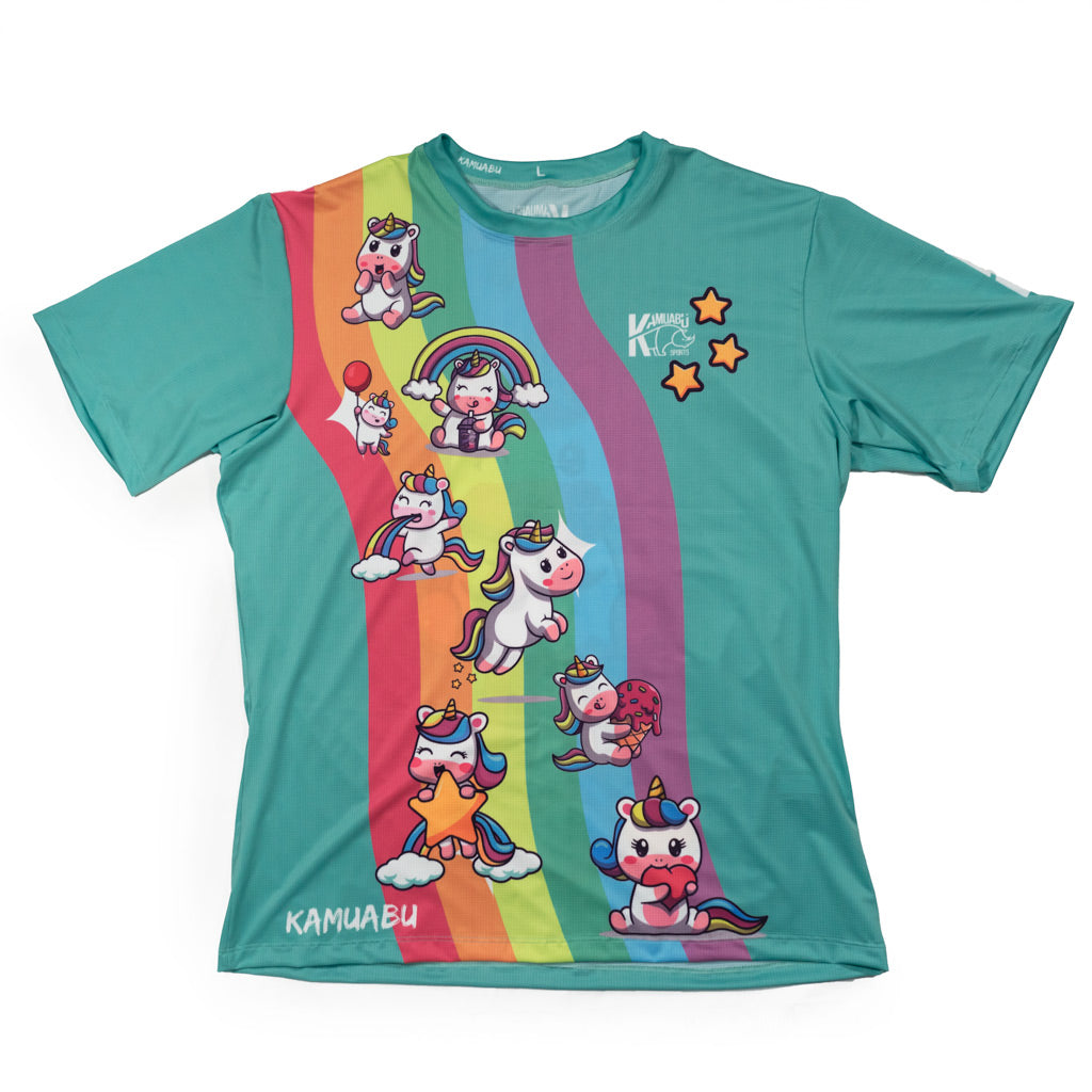 CAMISETA de NIÑO/A elite fit RUNNING #UNICORNIO (AGUAMARINA) - 90gr