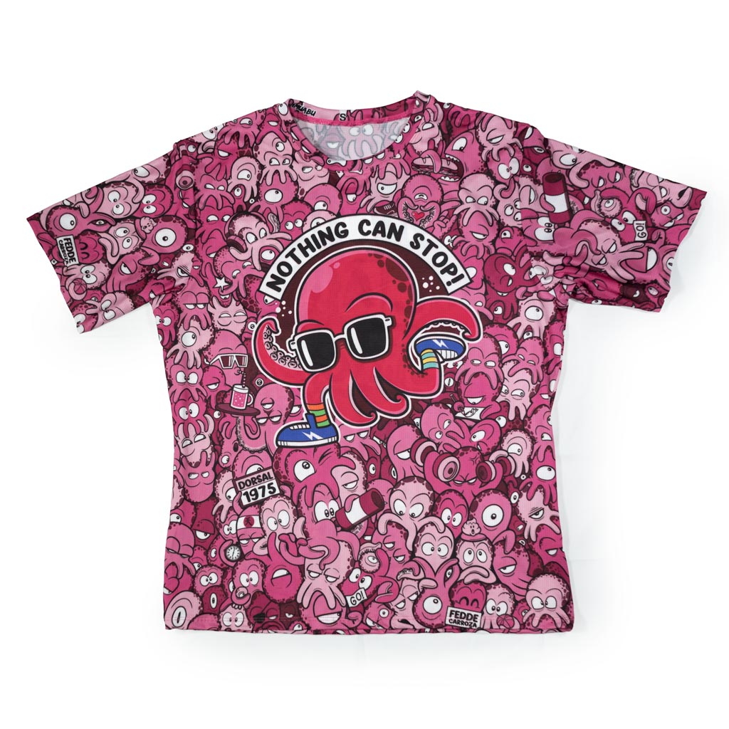 CAMISETA #PULPO RUN ADULTO - elástica (ROSA)