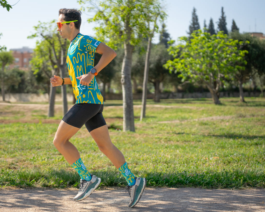 Calcetines DYTOPIAN 3 de RUNNING (Verde Mar) de 1 hilo