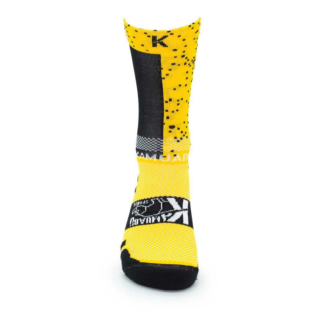 CALCETINES "MEDIA MARATON" CAÑA DE 2 HILOS de Running - unisex - color YEMA/NEGRO