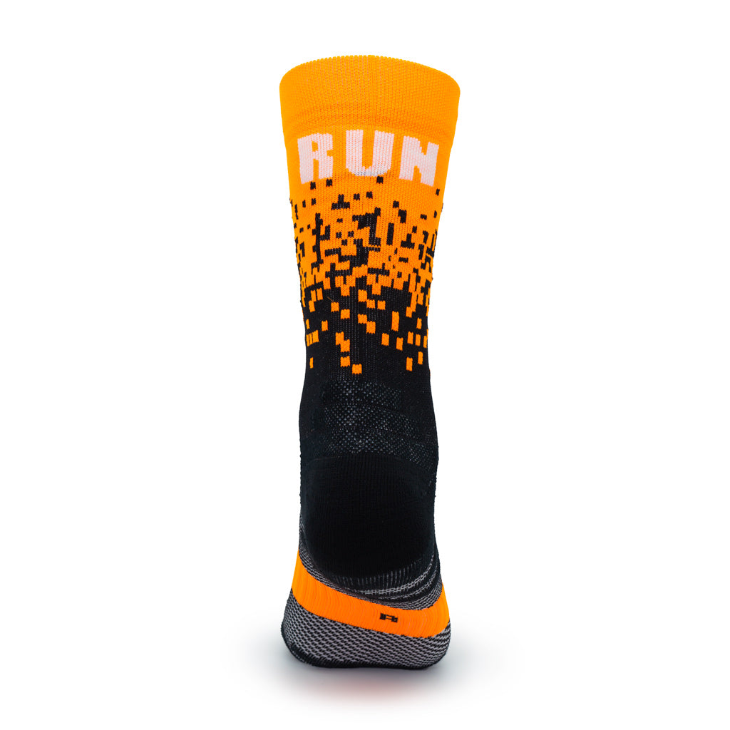 CALCETINES "PIXEL 2.0" CAÑA DE 2 HILOS de Running - unisex - color NARANJA FLÚOR
