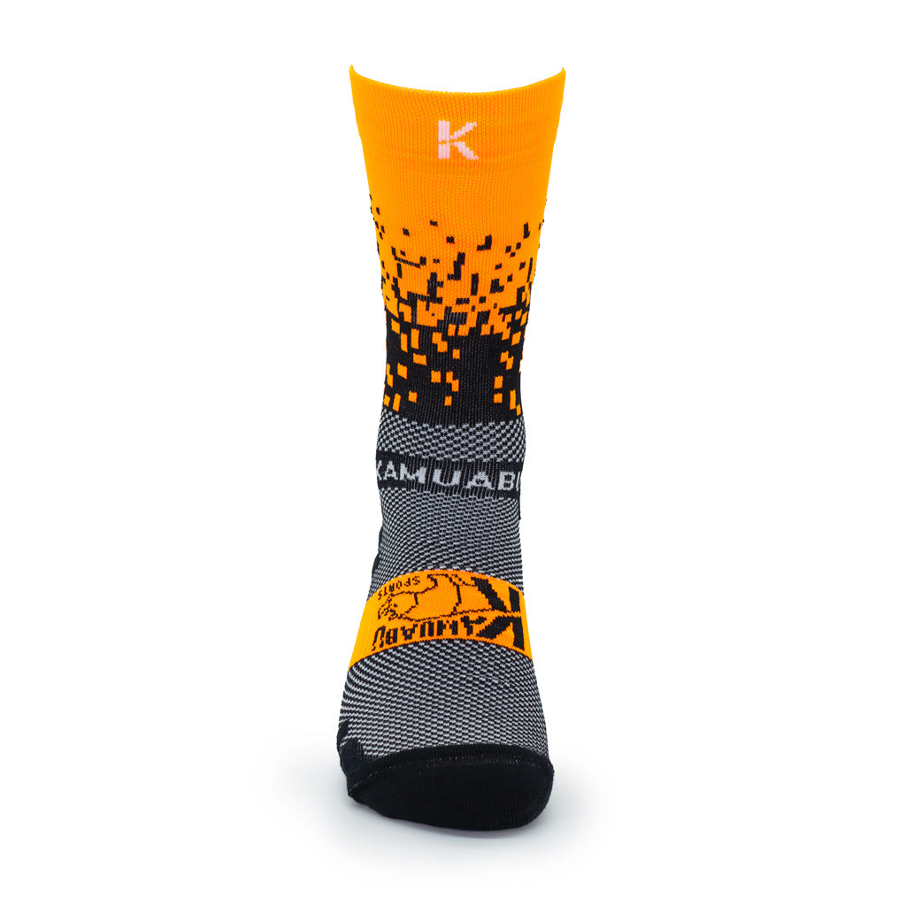 CALCETINES "PIXEL 2.0" CAÑA DE 2 HILOS de Running - unisex - color NARANJA FLÚOR