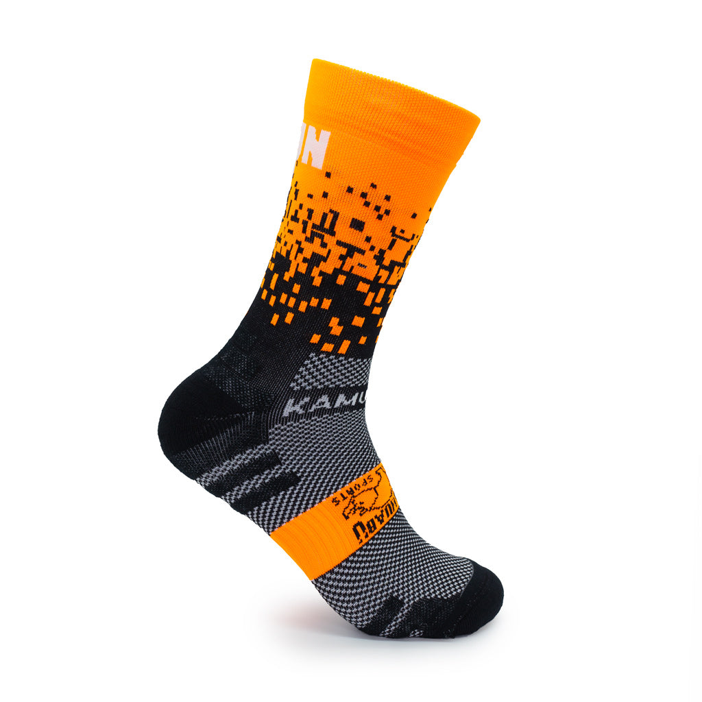 CALCETINES "PIXEL 2.0" CAÑA DE 2 HILOS de Running - unisex - color NARANJA FLÚOR