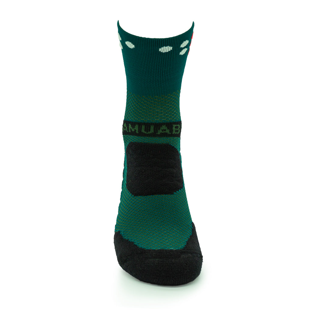 Calcetines Trail Running "TANQUE" 5 estrellas - VERDE BOTELLA 16cm