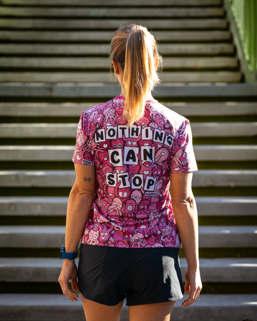 CAMISETA #PULPO RUN ADULTO - elástica (ROSA)