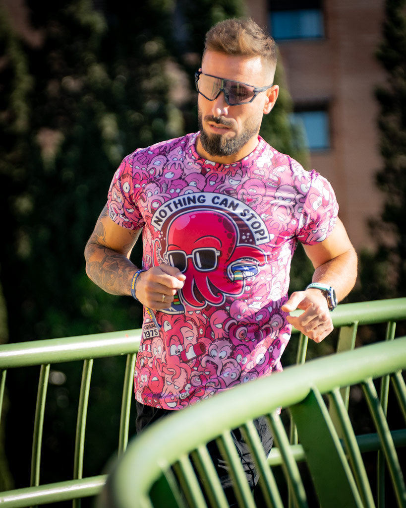 CAMISETA #PULPO RUN ADULTO - elástica (ROSA)