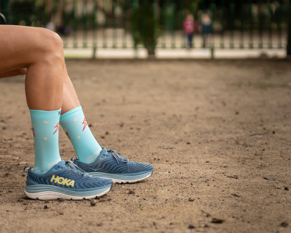 CALCETINES "POWER FLOWER" de RUNNING (TURQUESA)