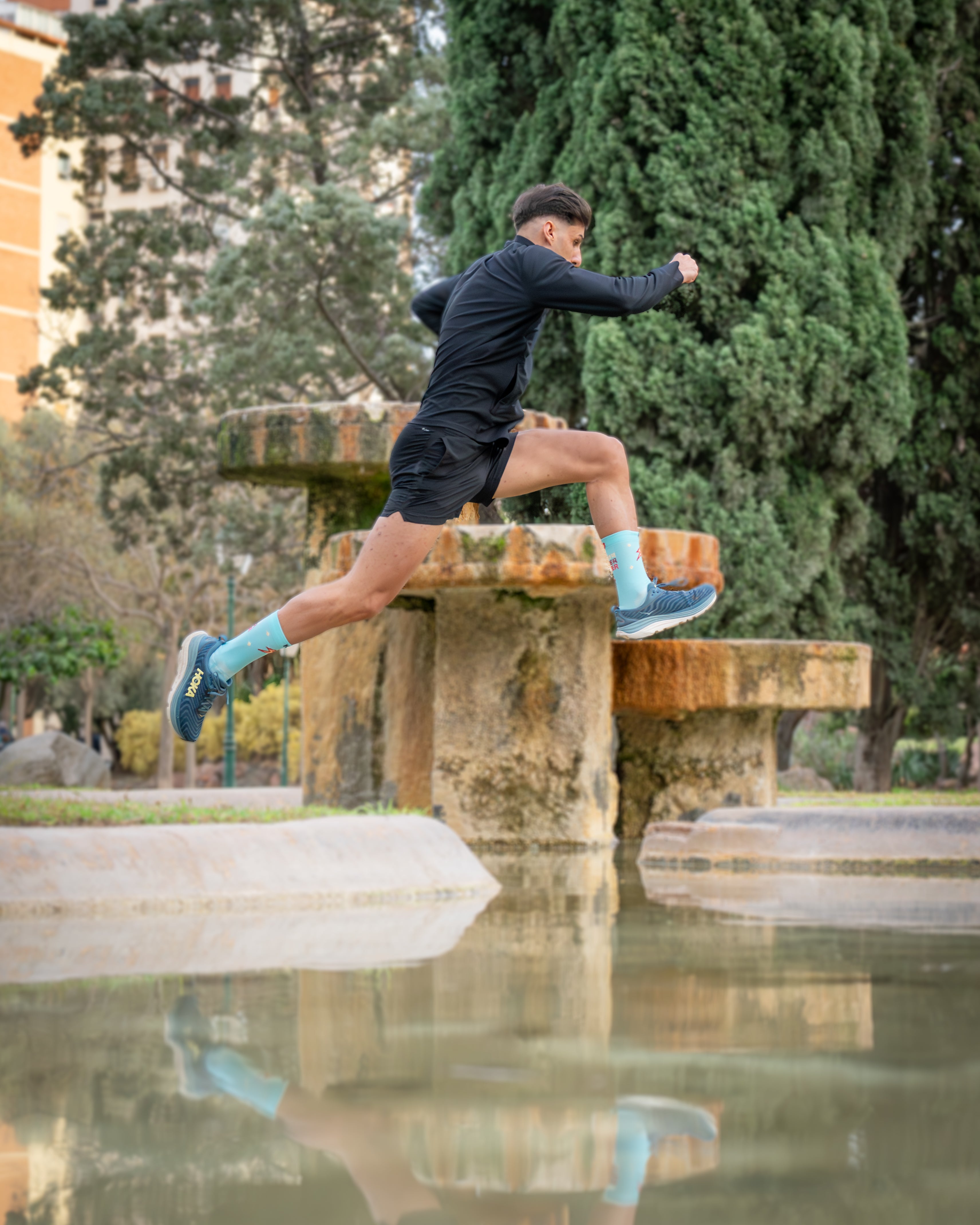 CALCETINES "POWER FLOWER" de RUNNING (TURQUESA)