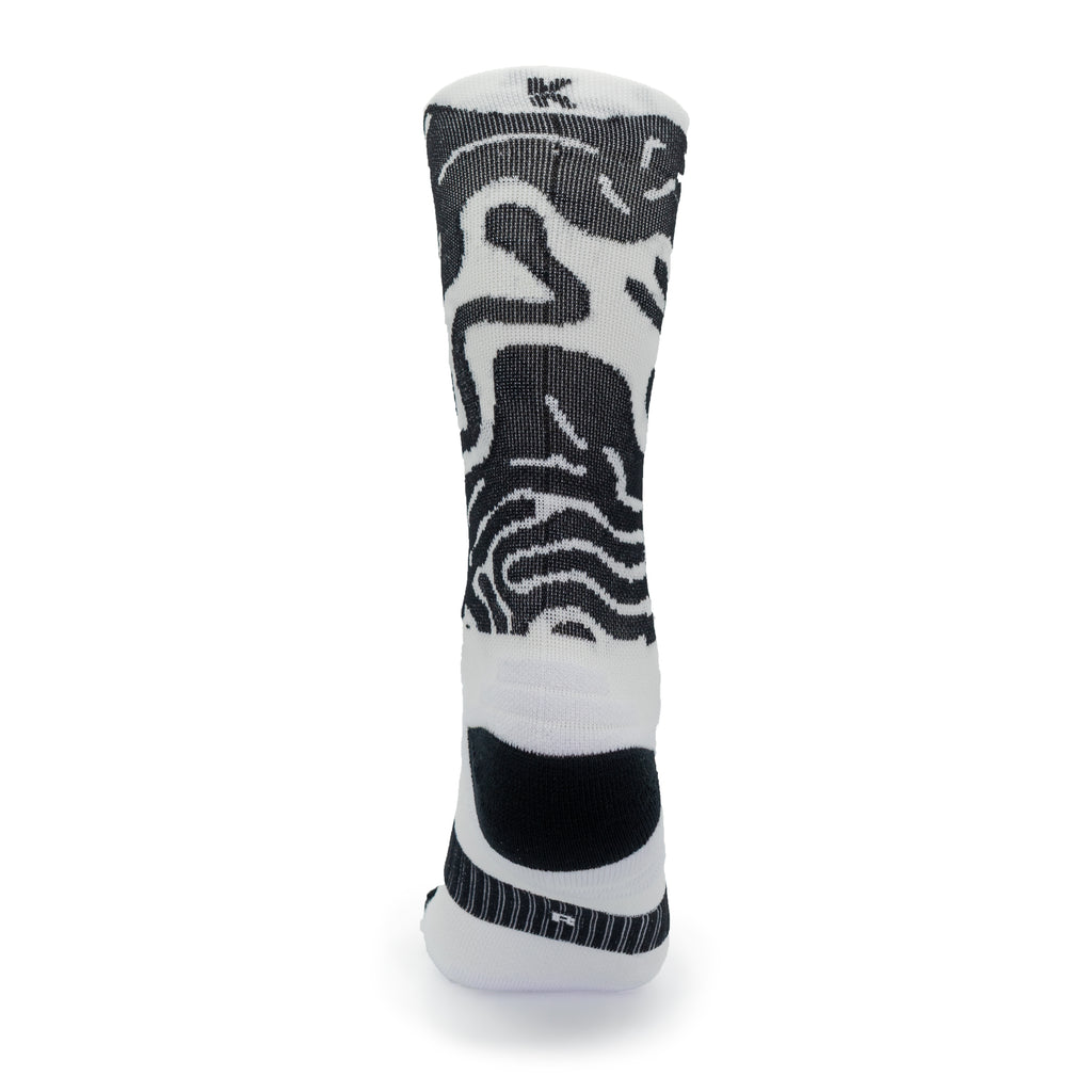 Calcetines DYTOPIAN 4 de RUNNING (BLANCO-NEGRO) de 1 hilo