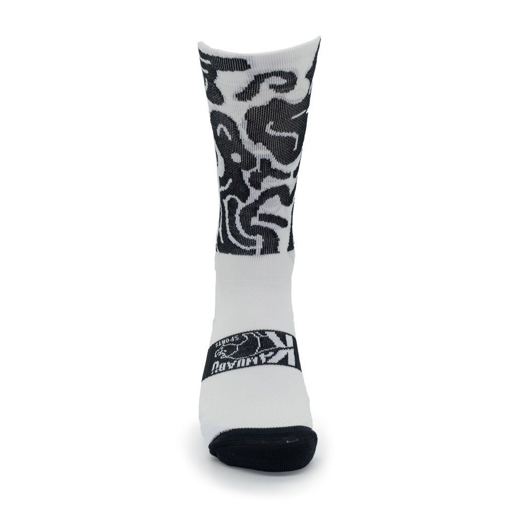 Calcetines DYTOPIAN 4 de RUNNING (BLANCO-NEGRO) de 1 hilo